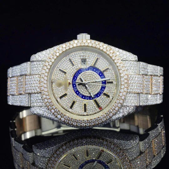 Fabulous White Dial Moissanite Diamond Watch for men