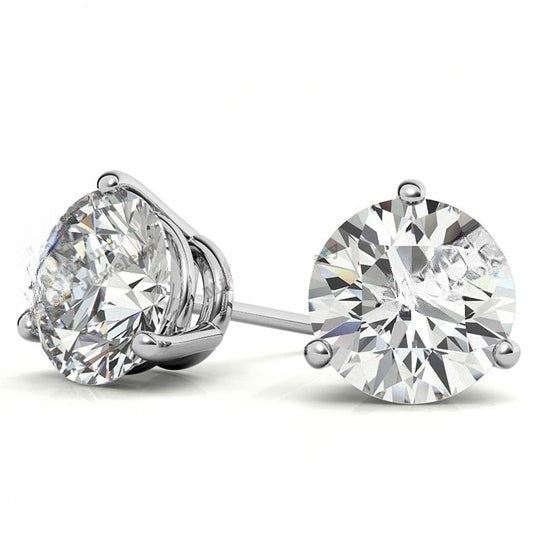 Look 3 Prong 1ct Moissanite 10K White Gold Push Back Stud Earrings