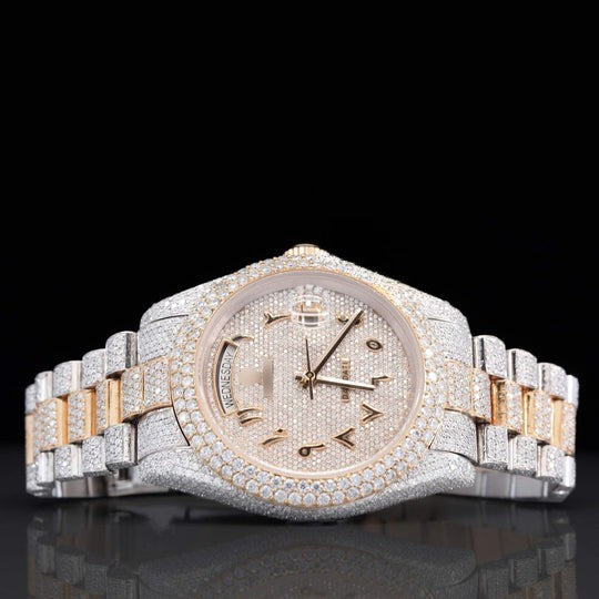 Exquisite Fully Moissanite Watch With Arabic Number Iced Out Automatic Watch