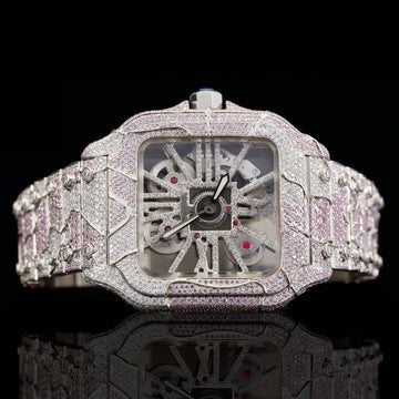 Stylish Double Color Moissanite Diamond Iced Out Watch For Men