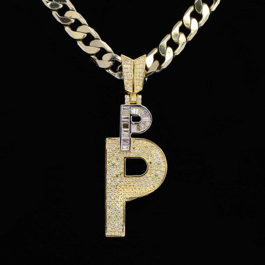 Custom Unique P Initial Moissanite Diamond Bust Down Hip Hop Pendant