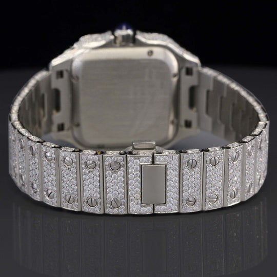 Amazing White Iced Out Moissanite Watch With Swiss Automatic Movement