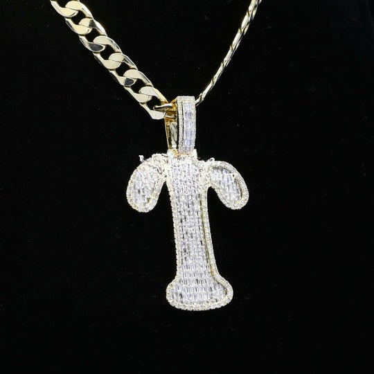 Custom T Initial Moissanite Diamond Totally Bust Down Hip Hop Pendant