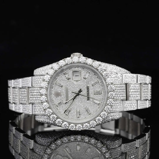 Fully Iced Out Swiss ETA Two Tone Moissanite Watch For Men