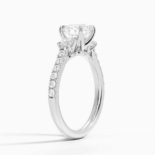Three Round Diamond With Side Accent Diamond Moissanite Ring