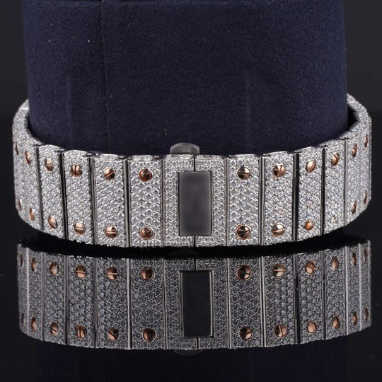 Stylish Fully Iced Out Moissanite Watch With Date Function