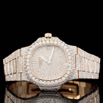 Classic Iced Out Sapphire Crystal Glass Automatic Watch