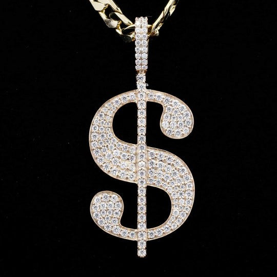 Custom Dollar Sign Fully Moissanite Diamond Embellished Pendant