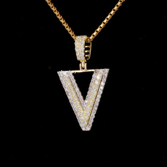 Vans V Initial Moissanite Diamond Iced Out Hip Hop Style Pendant