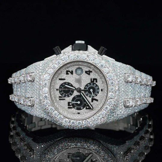 Uniquely Crafted Two Tone Fully Iced Out Automatic Moissanite Watch For Men