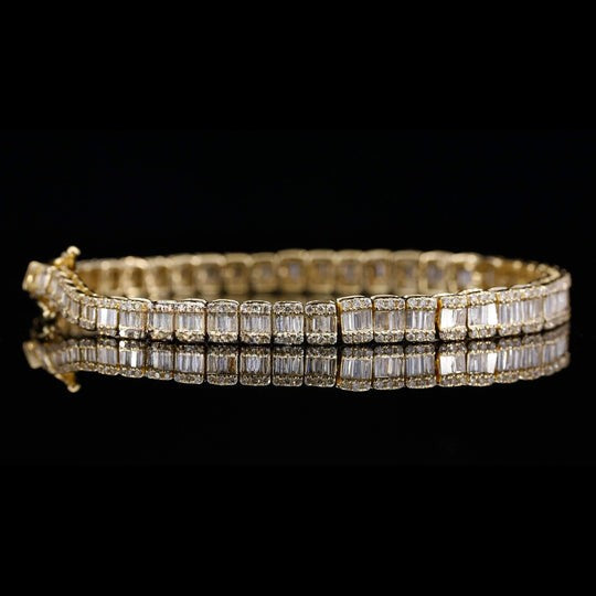 Round And Baguette Diamond Moissanite Bracelet