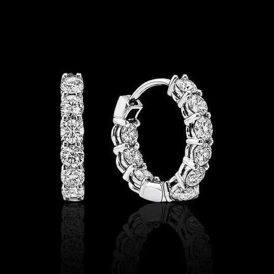 1ct Round Moissanite Hoop Earrings For Women