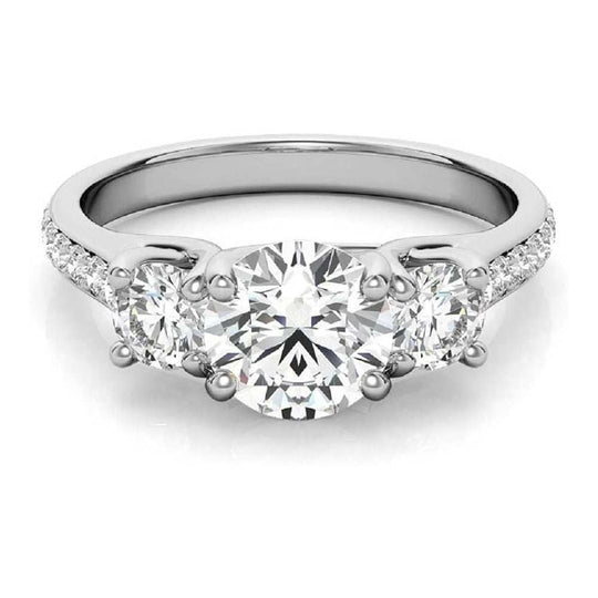 Beautiful Three Stone Moissanite Engagement Ring For Women