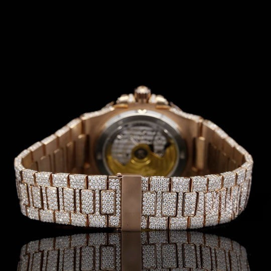 Classic Iced Out Sapphire Crystal Glass Automatic Watch