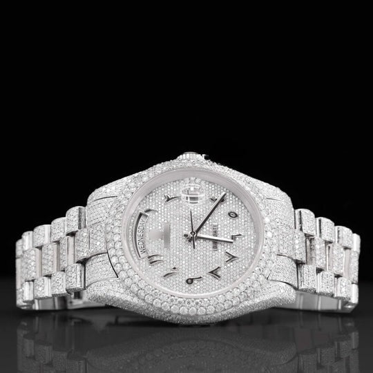 Exquisite Fully Moissanite Watch With Arabic Number Iced Out Automatic Watch