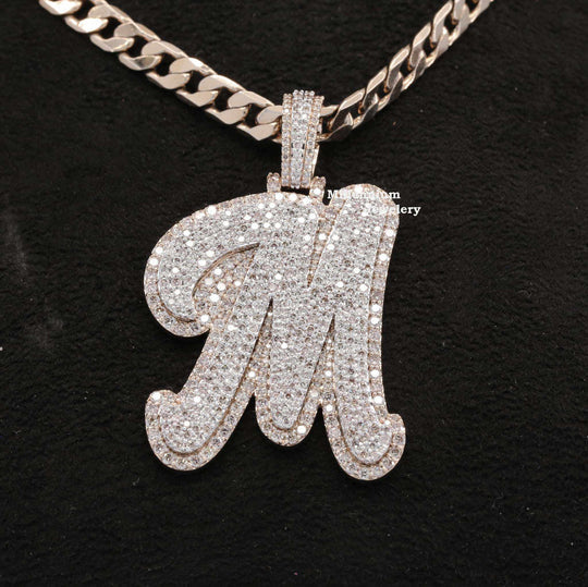 Custom M Initial Moissanite Diamond Iced Out Hip Hop Pendant