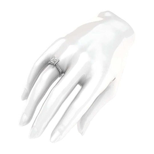 1.50ct Princess Cut Halo Moissanite Engagement Rings for Women