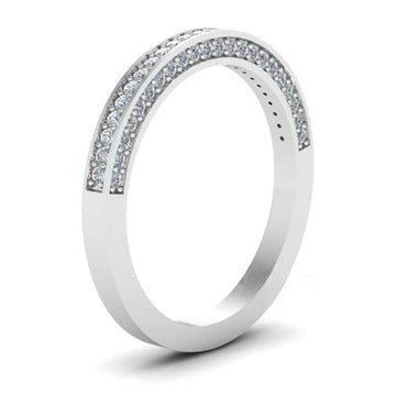 Round Shape 0.50ct Three Side Pave Setting Moissanite Ring