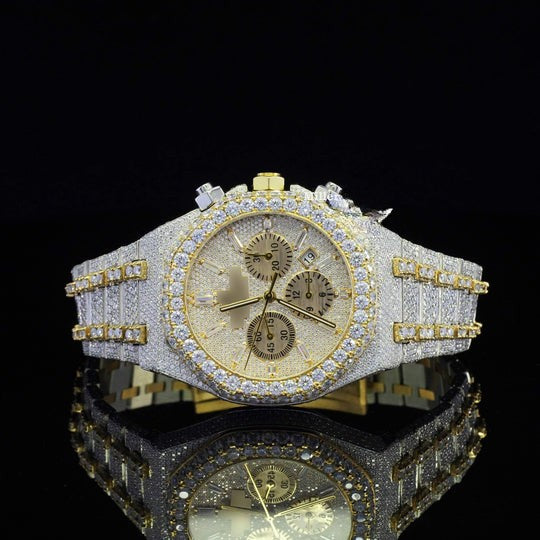 Fabulous Fully Iced Out Moissanite Diamond Watch Fully Automatic