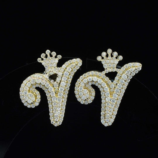 Elegant Look Brilliant Round Crown Moissanite Diamond Men Earring