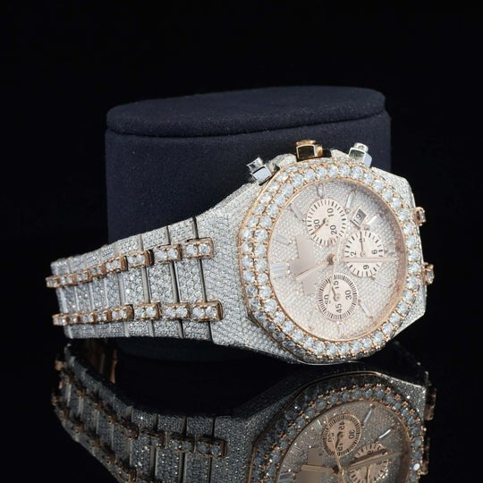 Fabulous Fully Iced Out Moissanite Diamond Watch Fully Automatic