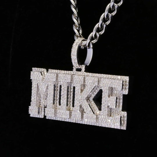 Custom Mike Name Moissanite Diamond Bust Down Hip Hop Pendant Rapper