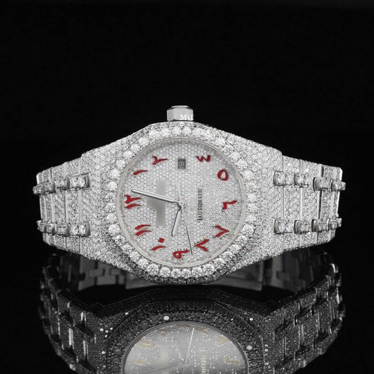 Classic Fully Iced Out Moissanite Automatic Movement Two Tone Watch