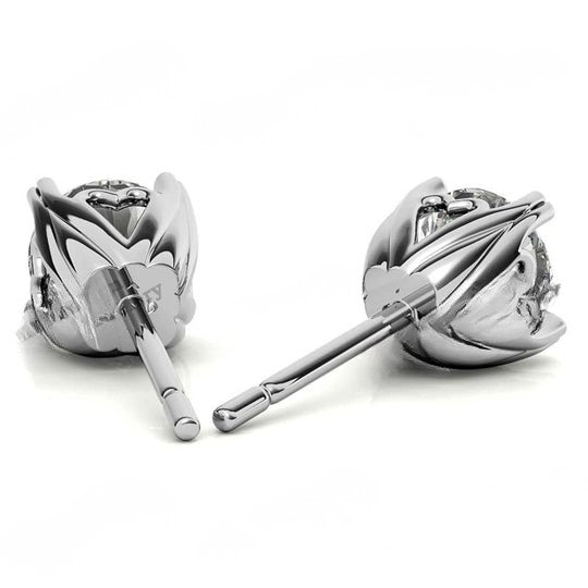 Heart Prong 1ct Moissanite 10K White Gold Push Back Stud Earrings