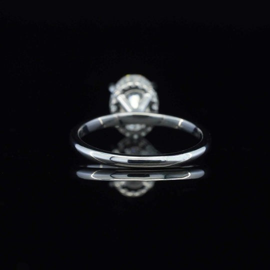 1.5ct Moissanite Diamond Hidden Halo Set Oval Cut Ring For Women