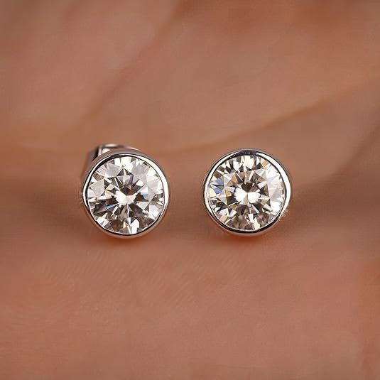 1.50ct Moissanite Diamond 925 Sterling Silver Push Back Stud Earrings