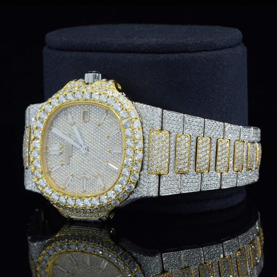 Classic Two Tone Moissanite Diamond Iced Out Automatic Watch
