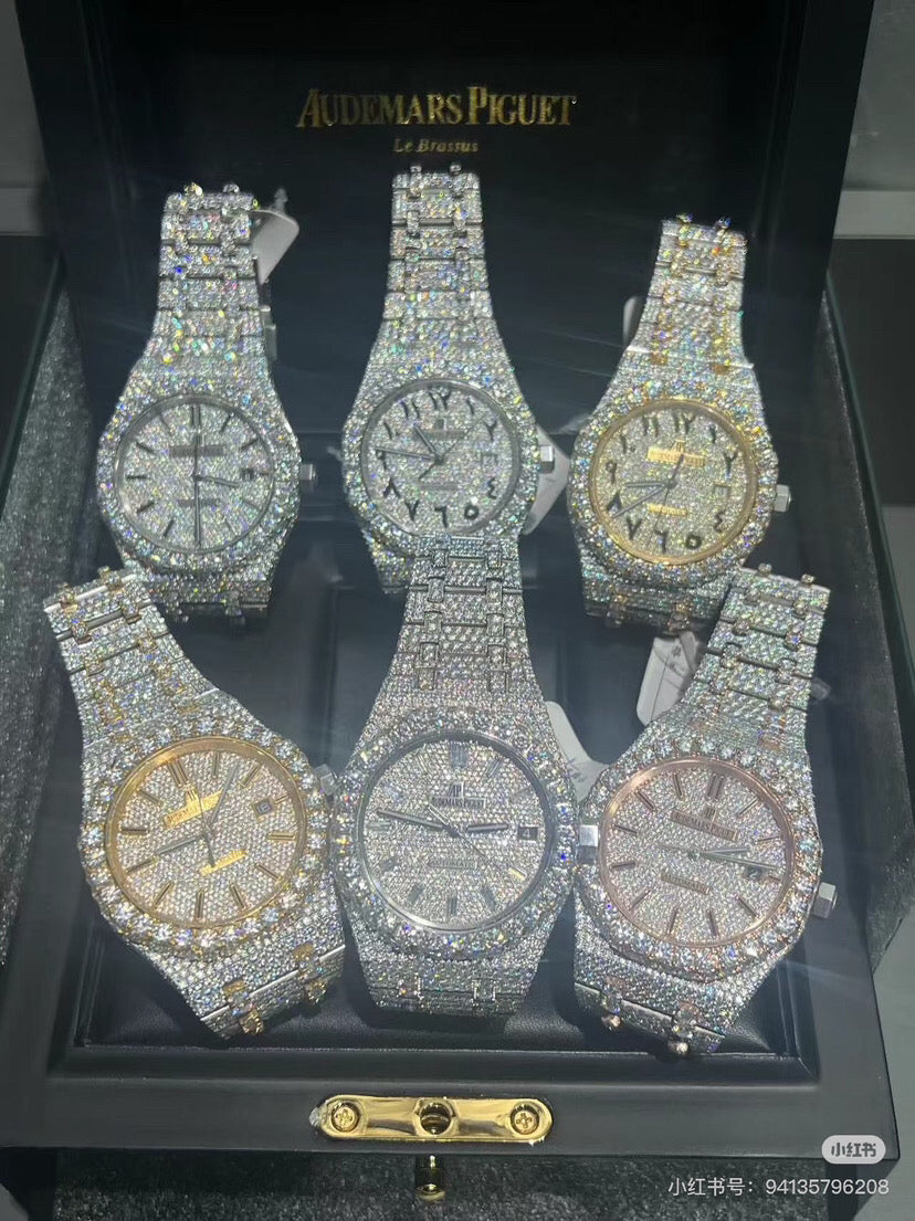 Luxury Iced-Out AP Moissinate Automatic Watch ⌚