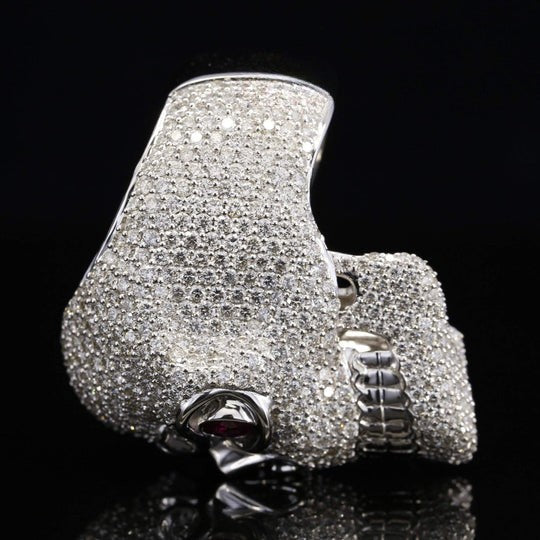 Human Skull Round Moissanite Diamond Hip Hop Ring