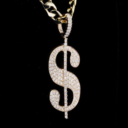 Custom Dollar Sign Fully Moissanite Diamond Embellished Pendant