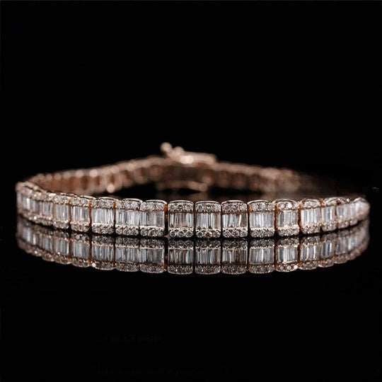 Round And Baguette Diamond Moissanite Bracelet