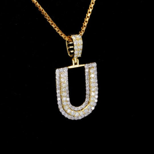 Custom U Initial Moissanite Diamond Iced Out Hip Hop Pendant