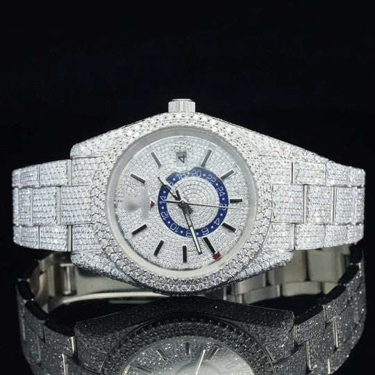 Superior White Gold Color Moissanite Diamond Iced Out Watch