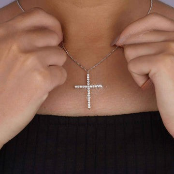 1ct Moissanite Cross Pendant Necklace 925 Sterling Silver