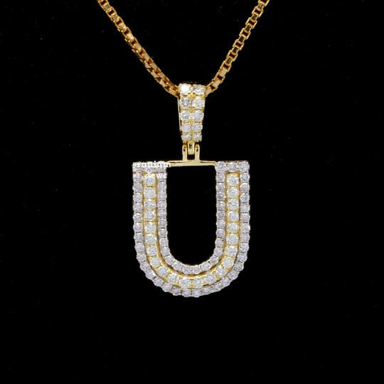 Custom U Initial Moissanite Diamond Iced Out Hip Hop Pendant