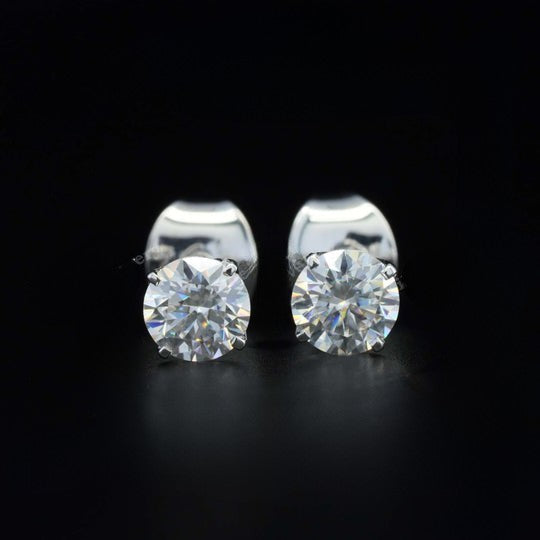 Moissanite 925 Silver Push Back Stud Earrings