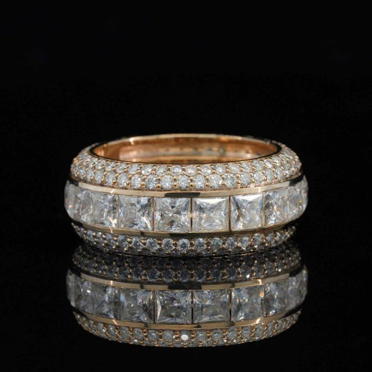 10ct Round and Princess Cut Moissanite Diamond Full Eternity Ring For Men
