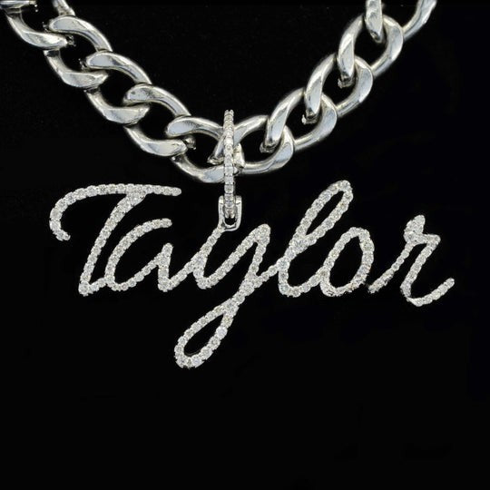 Custom Taylor Name Moissanite Diamond Hip Hop Bust Down Pendant Rapper