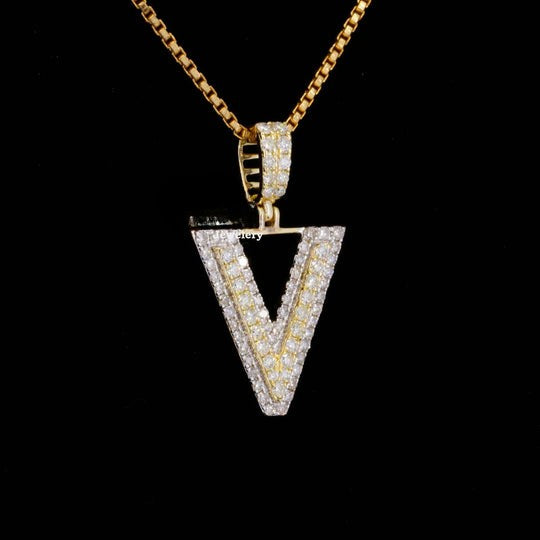 Vans V Initial Moissanite Diamond Iced Out Hip Hop Style Pendant