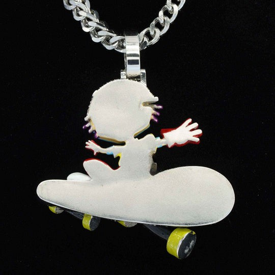 Custom Iced Out Moissanite Diamond Hip Hop Boy With Skateboard Pendant