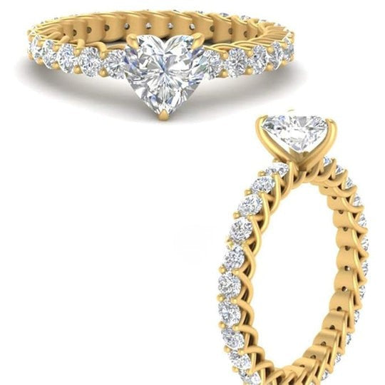 Trellis 1.50ct Moissanite Diamond Heart Shape Eternity Engagement Ring