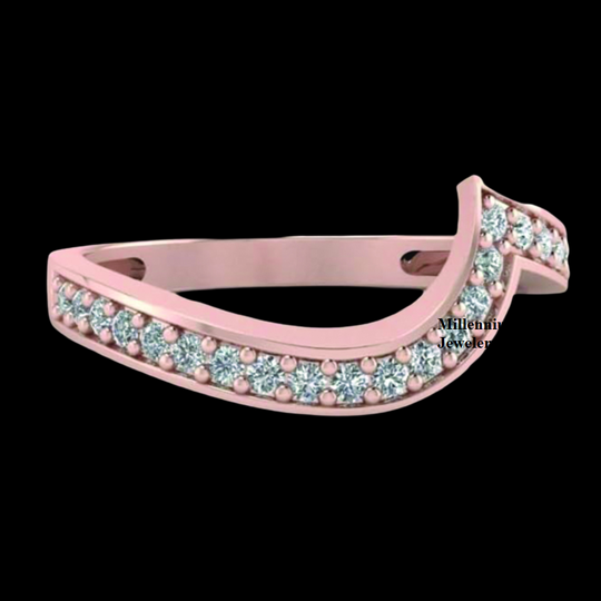 Swirl Round Shape Pave Setting Moissanite Diamond Wedding Ring Band