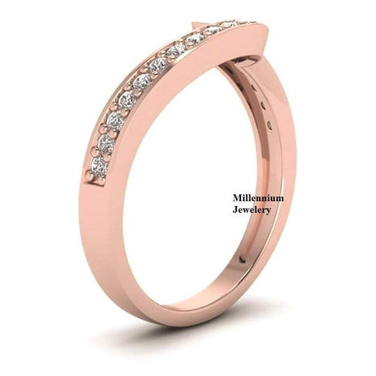 Swirl Round Shape Pave Setting Moissanite Diamond Wedding Ring Band