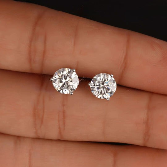 Martini 2ct Moissanite Stud Earrings 925 Sterling Silver Push Back