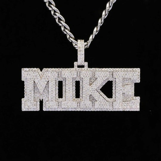 Custom Mike Name Moissanite Diamond Bust Down Hip Hop Pendant Rapper