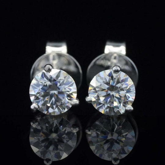 Round Cut Moissanite Stud Earrings For Women